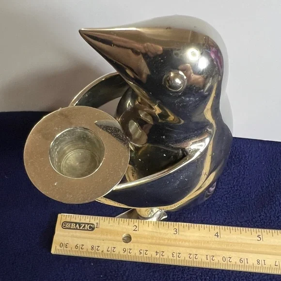 Vintage Restoration Hardware Penguin Candlestick With A Polished Silver Finish - Picture 10 of 10